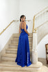 VESTIDO ALCINHA COM DECOTE FENDA LISO VESTIDO DE FESTA PETRA FINA